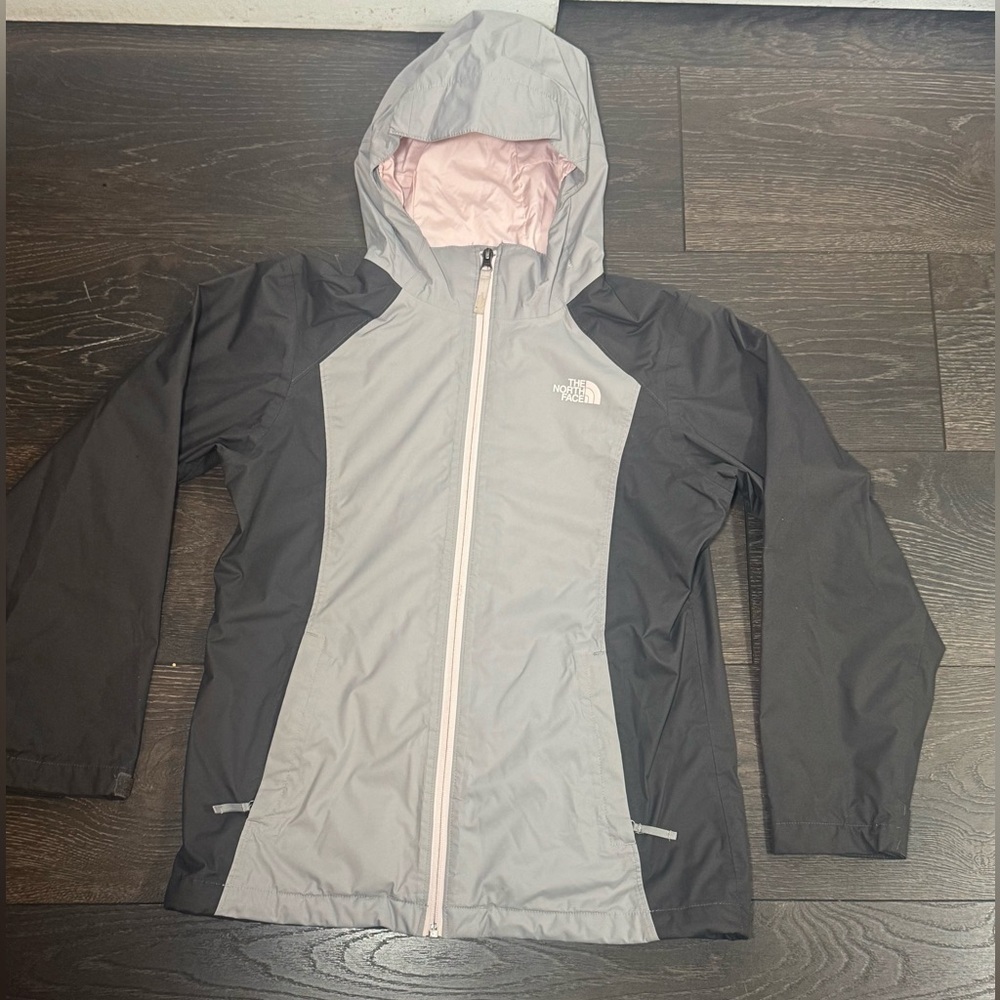 The North Face Kids Grey and Light Pink Raincoat